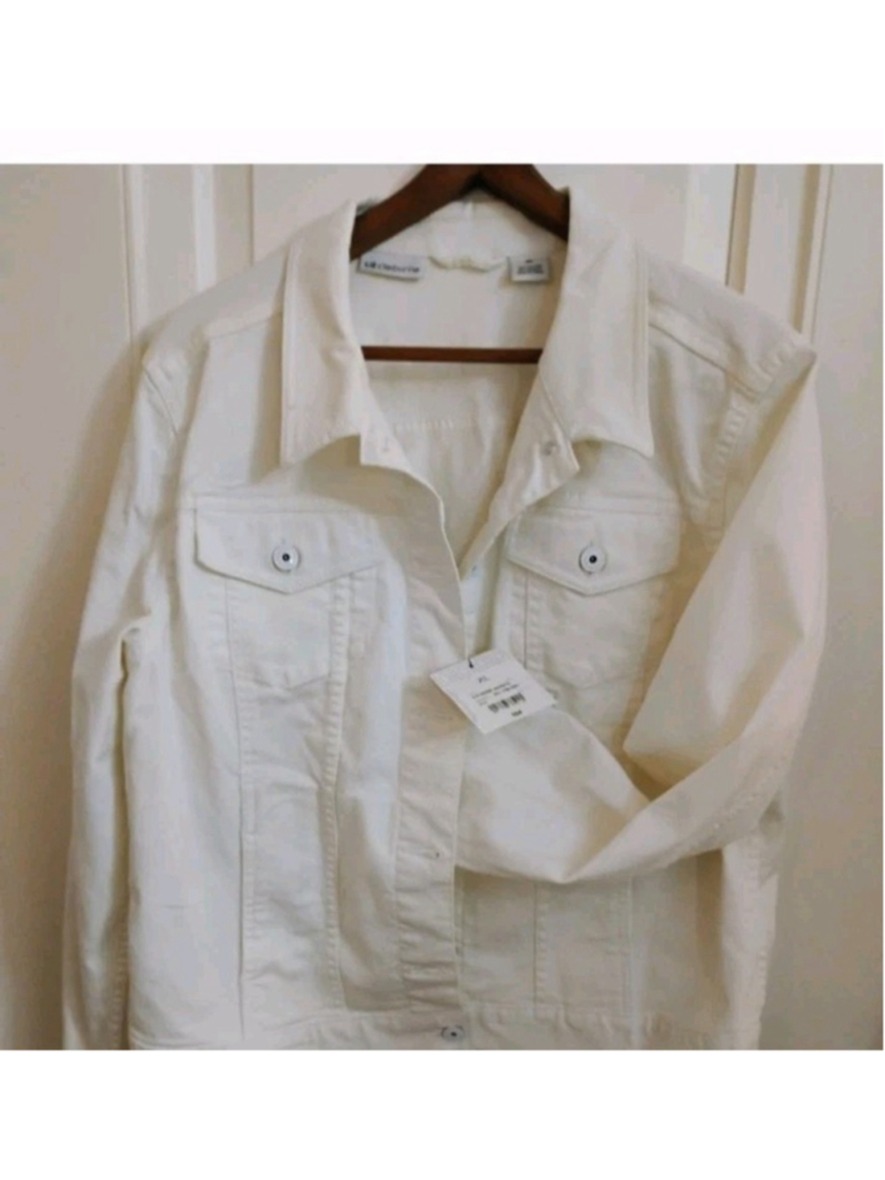 LIZ CLAIBORNE Classic Style White Jean Denim Cotton Jacket XL